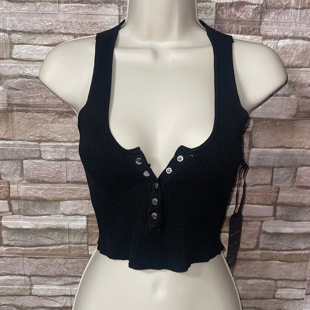 Ribbed Knit cropped top size Large new
